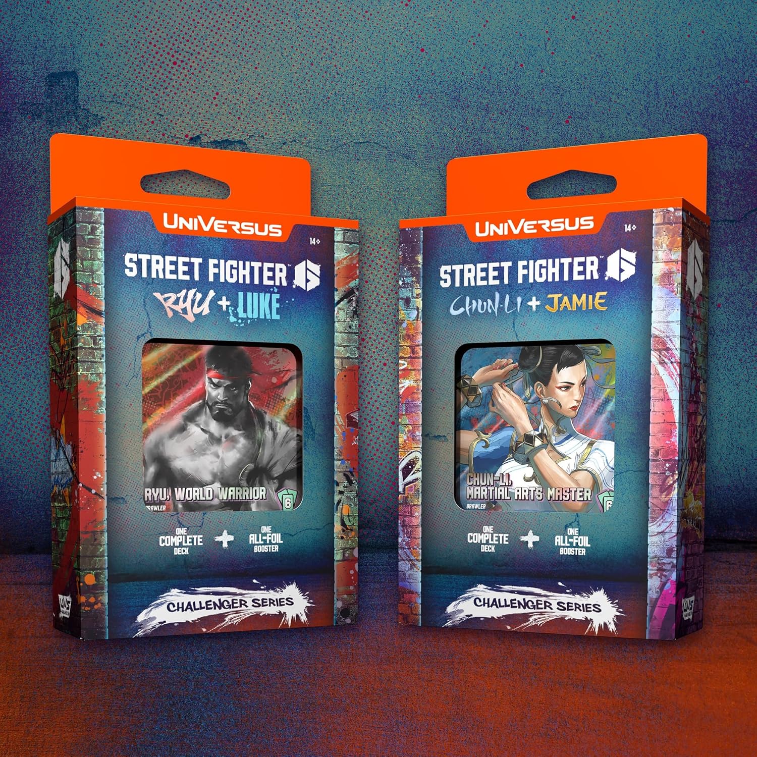 UniVersus: Street Fighter 6: Challenger Series - Chun-Li & Jamie - Deck Building Card Game, Ready to Play Character Deck, 6 Foil-Alt Art Booster Cards