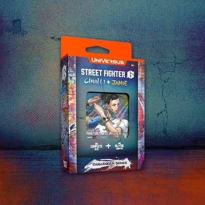 UniVersus: Street Fighter 6: Challenger Series - Chun-Li & Jamie - Deck Building Card Game, Ready to Play Character Deck, 6 Foil-Alt Art Booster Cards