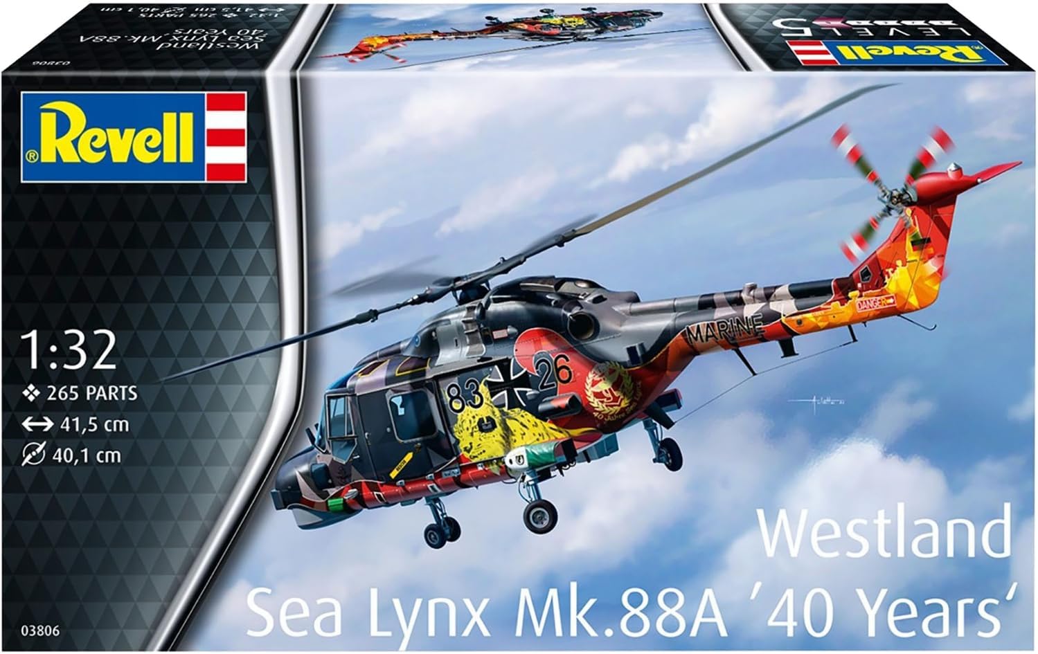 Revell 03806 Westland Sea Lynx MK.88 (40 Years Special Edition) 1:32 Scale Unbuilt/Unpainted Plastic Model Kit