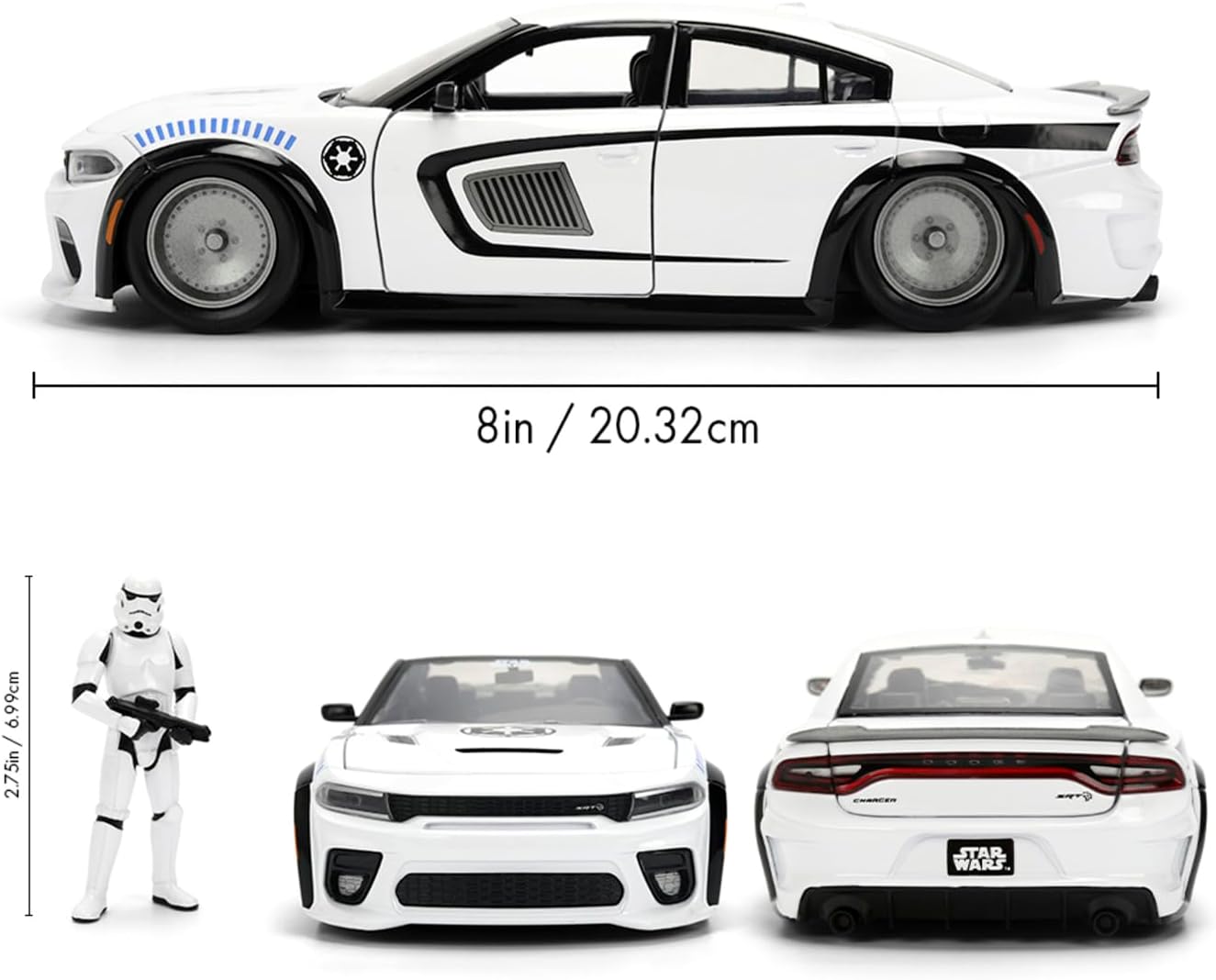 Jada Toys - Star Wars 2021 Dodge Charger SRT Hellcat 1:24 con Personaggio, modellino Auto Die-Cast, 9336478314R00, +3 Anni