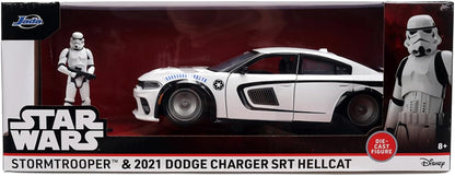 Jada Toys - Star Wars 2021 Dodge Charger SRT Hellcat 1:24 con Personaggio, modellino Auto Die-Cast, 9336478314R00, +3 Anni
