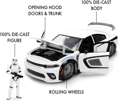 Jada Toys - Star Wars 2021 Dodge Charger SRT Hellcat 1:24 con Personaggio, modellino Auto Die-Cast, 9336478314R00, +3 Anni