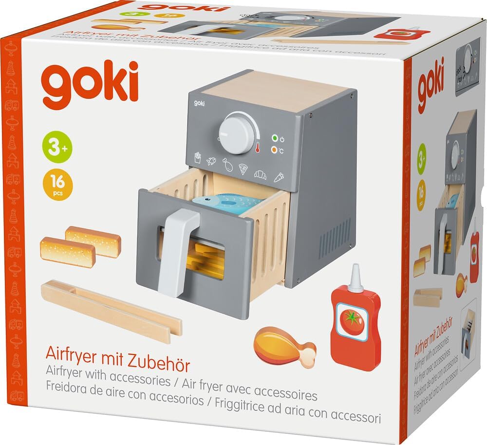Goki Houten Speelgoed Airfryer Met Accessoires - 16Dlg.