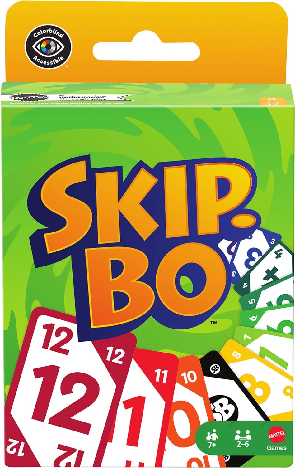 Mattel Games Skip-Bo Card Game – Easy Family Card Game for Kids & Adults, Colour Blind Accessible, UNO Alternative, Travel Game, 2–6 Players, Ages 7+, JMM20
