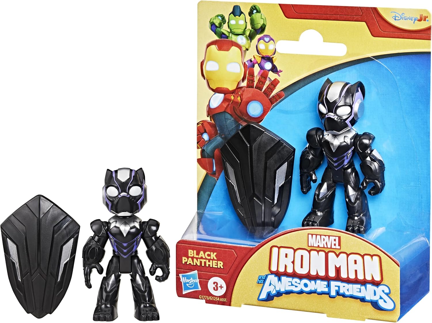 Iron Man and His Awesome Friends Marvel Black Panther Action Figure with Accessory – 7.6 cm (3 Inch) Toy, Ages 3+