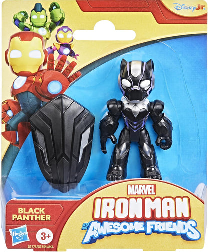 Iron Man and His Awesome Friends Marvel Black Panther Action Figure with Accessory – 7.6 cm (3 Inch) Toy, Ages 3+