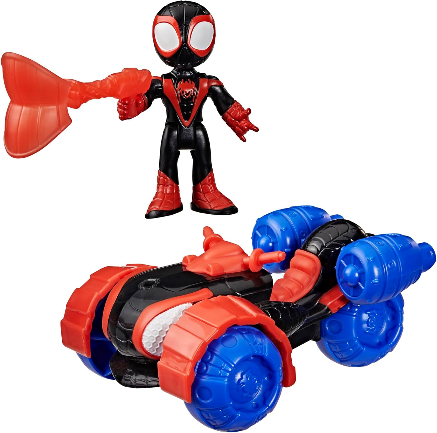 Marvel Spidey and His Amazing Friends Miles 'Spin' Morales Techno-Racer Toy Vehicle with 7.6-cm (3 inch) Action Figure, Accessory, Super Hero Toys, Ages 3+