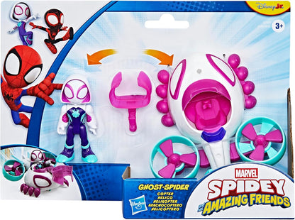 Marvel Spidey and His Amazing Friends Ghost-Spider Copter Toy Vehicle with 7.6-cm (3 inch) Action Figure & Accessory, Super Hero Toys, Children Ages 3+, Purple