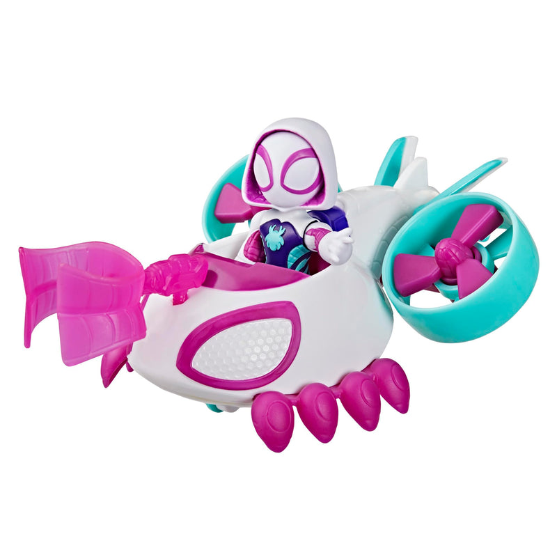 Marvel Spidey and His Amazing Friends Ghost-Spider Copter Toy Vehicle with 7.6-cm (3 inch) Action Figure & Accessory, Super Hero Toys, Children Ages 3+, Purple