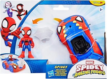 Marvel Spidey and His Amazing Friends Spidey Web Crawler Toy Car with 7.6-cm (3 Inch) Action Figure & Accessory, Super Hero Toys, Children Ages 3+