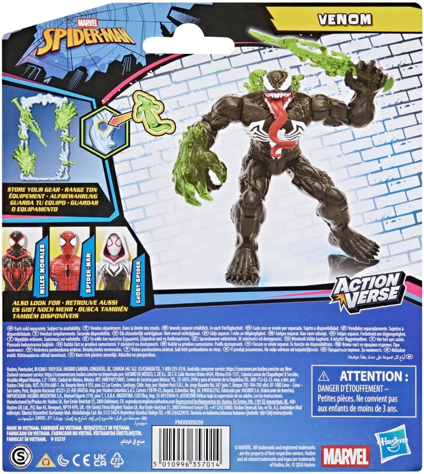 Marvel Spider-Man ActionVerse Venom Action Figure & Accessories, 11.4-cm (4.5 inch) Super Hero Toys & Figures for Children, Ages 4+