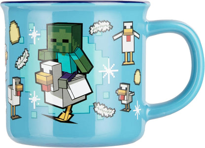 Paladone Minecraft Chicken Jockey Heat Change Mug, 350ml Ceramic, Heat‑Reactive Design Reveals Iconic Scene, Officially Licensed