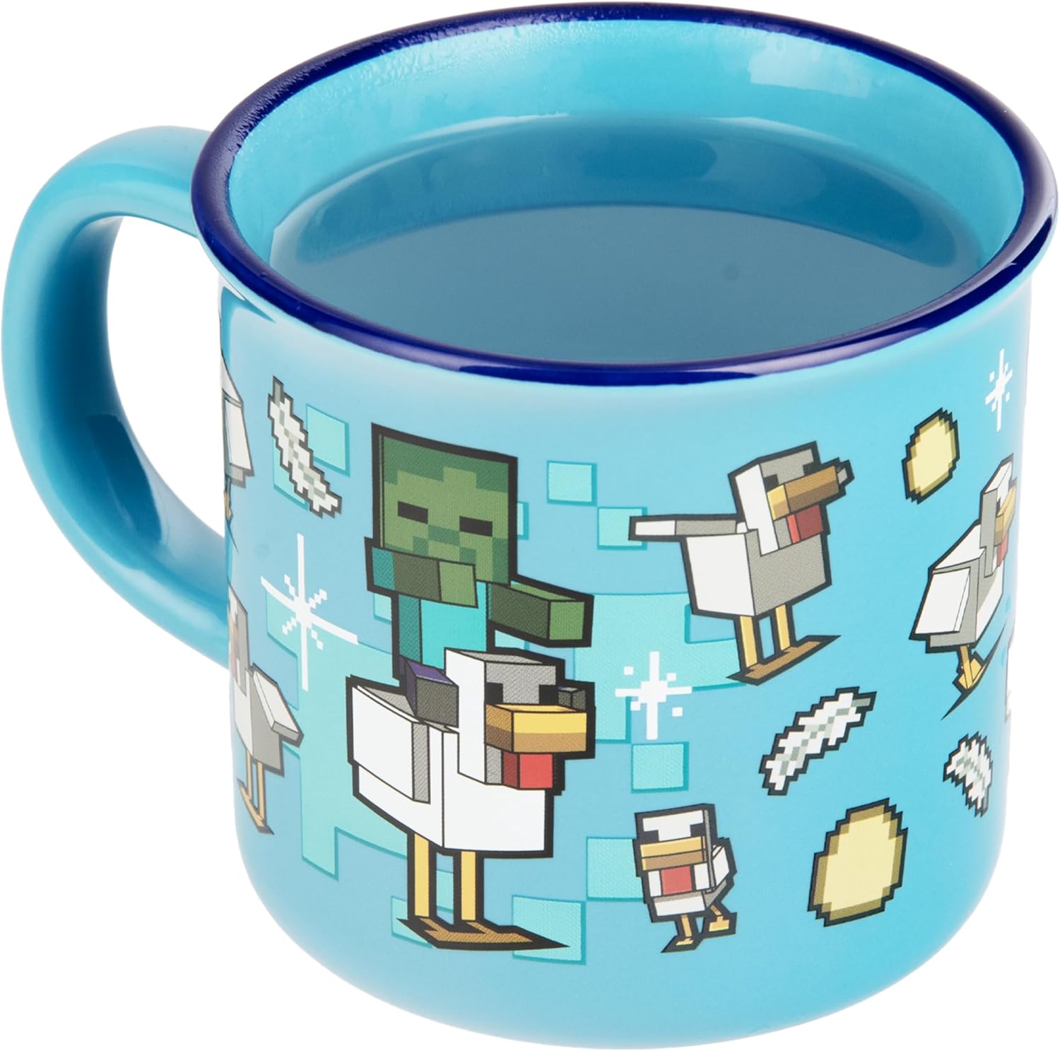 Paladone Minecraft Chicken Jockey Heat Change Mug, 350ml Ceramic, Heat‑Reactive Design Reveals Iconic Scene, Officially Licensed