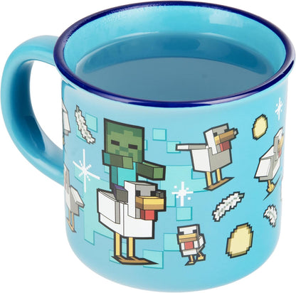 Paladone Minecraft Chicken Jockey Heat Change Mug, 350ml Ceramic, Heat‑Reactive Design Reveals Iconic Scene, Officially Licensed