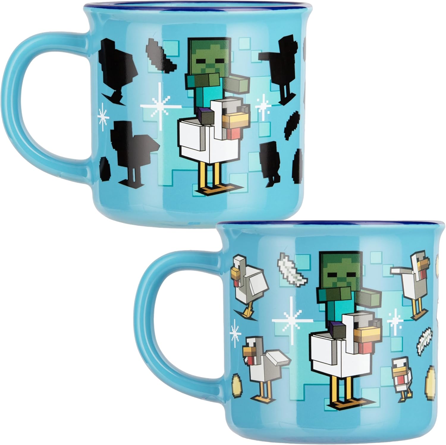Paladone Minecraft Chicken Jockey Heat Change Mug, 350ml Ceramic, Heat‑Reactive Design Reveals Iconic Scene, Officially Licensed