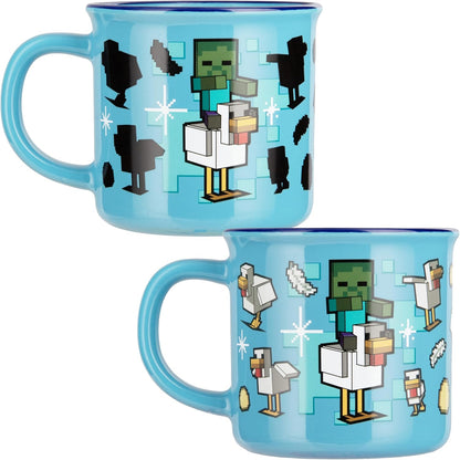 Paladone Minecraft Chicken Jockey Heat Change Mug, 350ml Ceramic, Heat‑Reactive Design Reveals Iconic Scene, Officially Licensed