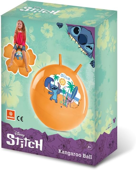 Mondo Toys Stitch Kangaroo Jumping Ball Orange – 50 cm Bouncing Hopper Ball for Kids – Durable Handle Hop Ball for Indoor & Outdoor Play, Age 3+