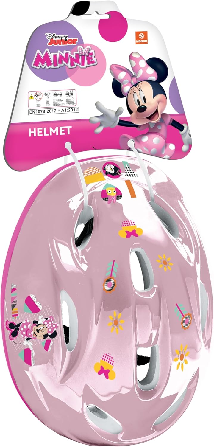 Mondo Toys Minnie Mouse Protective Helmet – Adjustable 52–56 cm Safety Helmet for Bicycles, Scooters & Skateboards – Disney Minnie Design for Girls (Model 28747, Multicoloured