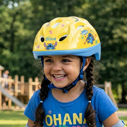 Mondo Toys Stitch Protective Helmet – Adjustable 52–56 cm Safety Helmet for Bicycles, Scooters & Skateboards – Disney Stitch Design for Kids (Model 28748, Yellow/Light Blue, Size M