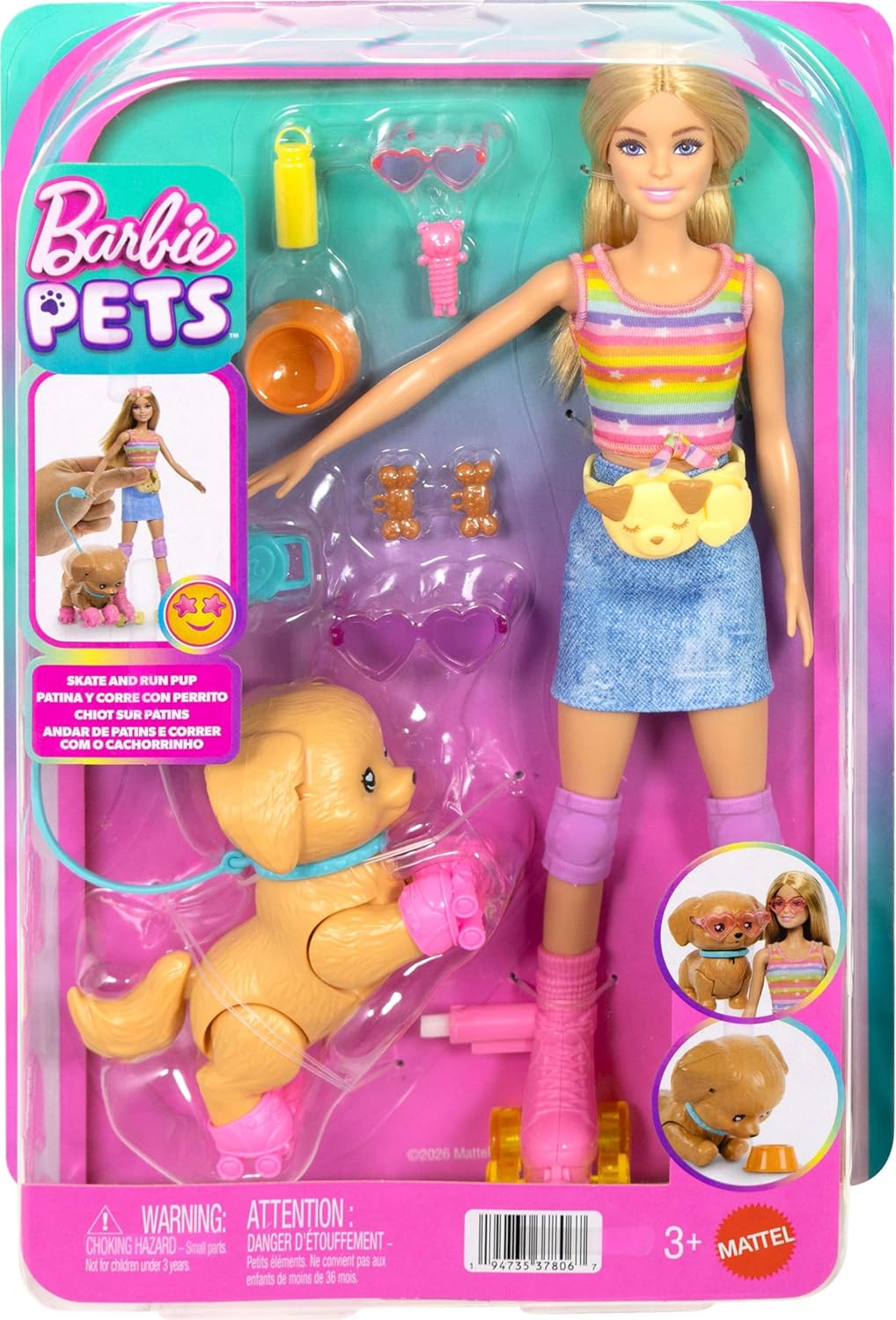 Barbie Skate And Run Pup Doll With Blonde Hair