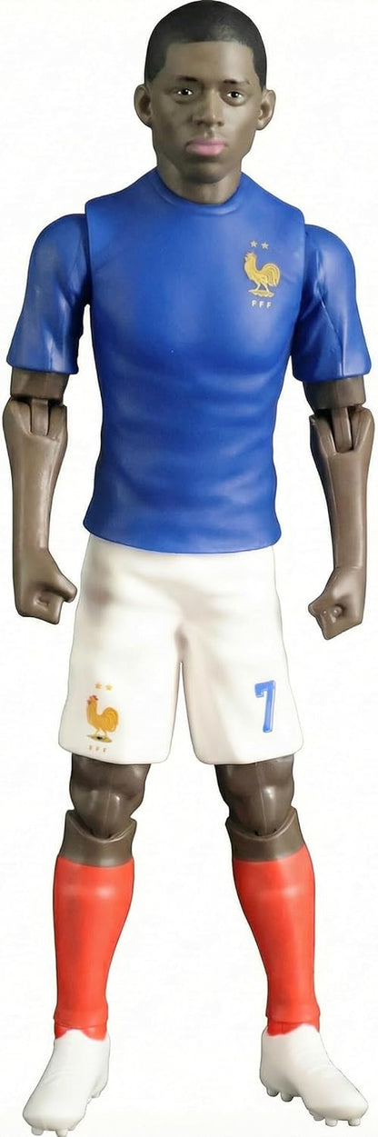 Megableu - FFF Demblé No. 7-20 cm - Large Realistic & Articulated Football Figure with 10 Points - Officially Licensed Product of the French Team - Football Toy with Ball