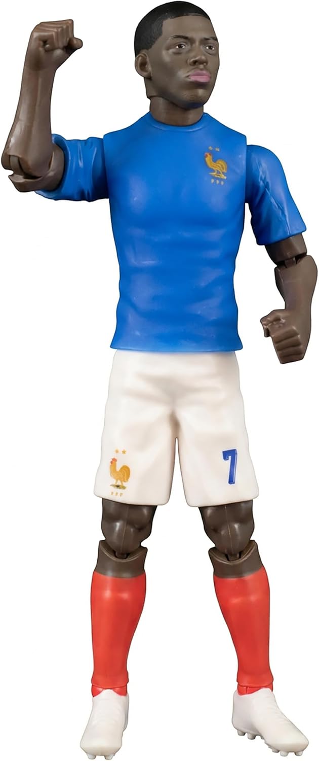 Megableu - FFF Demblé No. 7-20 cm - Large Realistic & Articulated Football Figure with 10 Points - Officially Licensed Product of the French Team - Football Toy with Ball