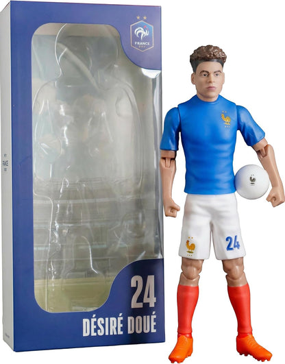 Megableu - FFF Gifted No. 24-20 cm - Large Realistic & Articulated Football Figure with 10 Points - Officially Licensed Product of the French Team - Football Toy with Ball