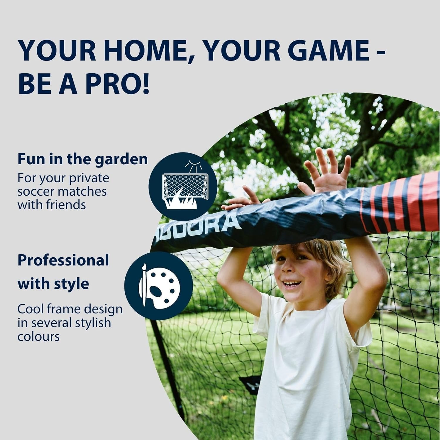 HUDORA Voetbaldoel Pro Tect Advanced – outdoor voetbaldoel met net en weerbestendige ommanteling voor kinderen/volwassenen – eenvoudige montage in de tuin – doelwand met rits- en klittenbandsluitingen