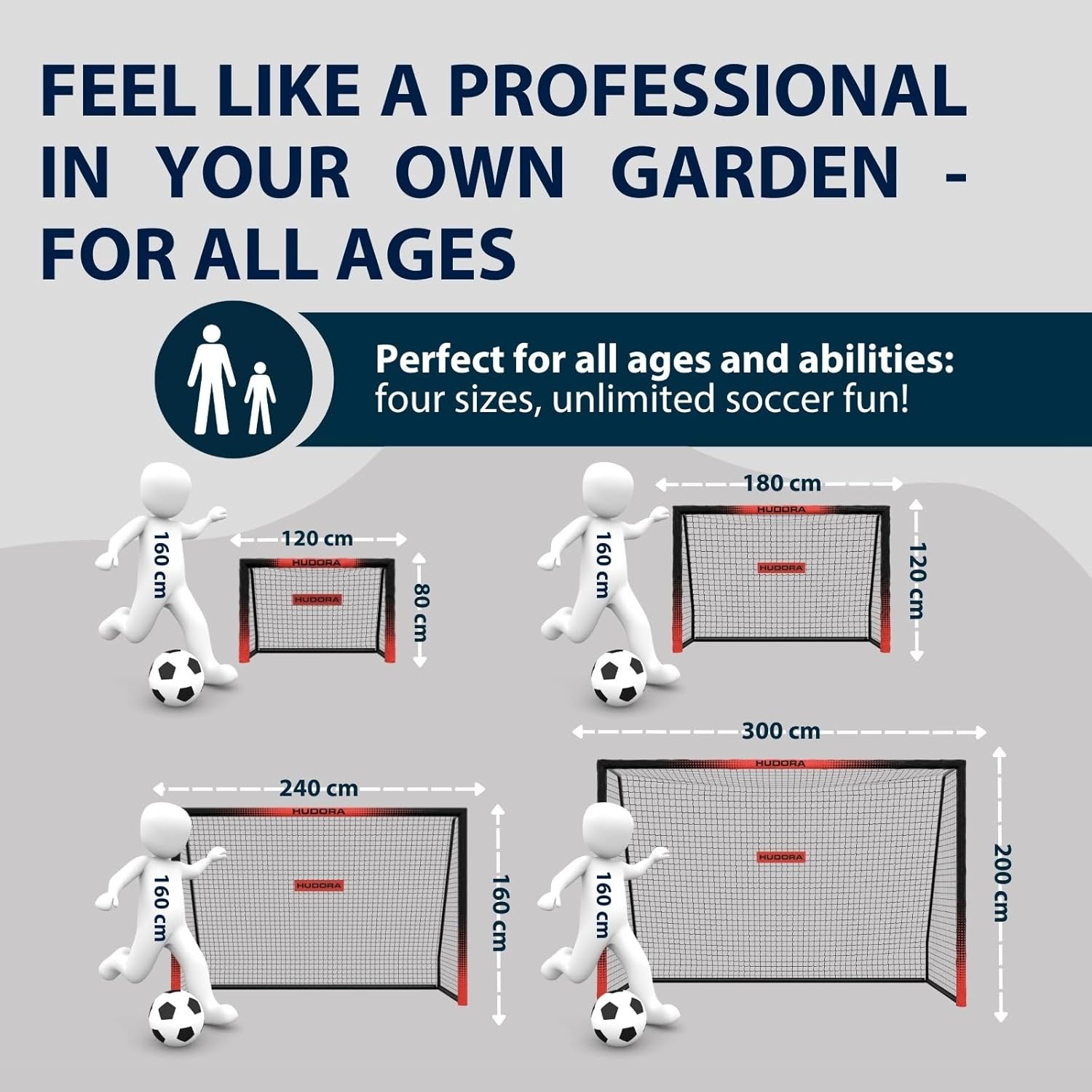 HUDORA Voetbaldoel Pro Tect Advanced – outdoor voetbaldoel met net en weerbestendige ommanteling voor kinderen/volwassenen – eenvoudige montage in de tuin – doelwand met rits- en klittenbandsluitingen