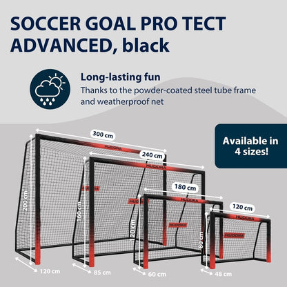 HUDORA Voetbaldoel Pro Tect Advanced – outdoor voetbaldoel met net en weerbestendige ommanteling voor kinderen/volwassenen – eenvoudige montage in de tuin – doelwand met rits- en klittenbandsluitingen