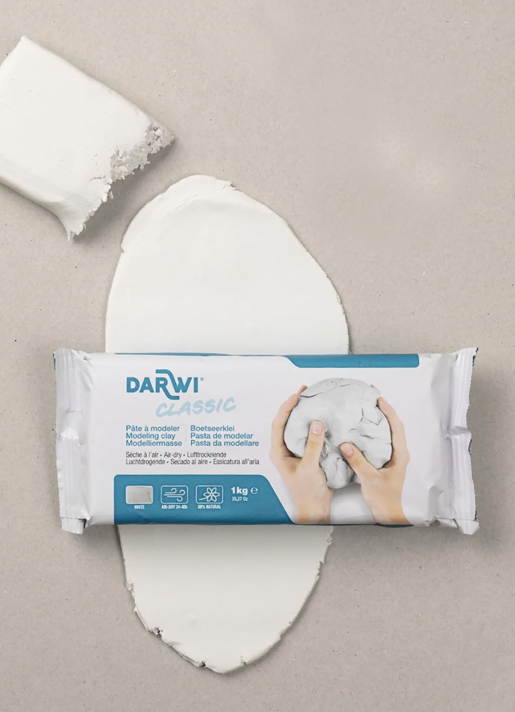 Aan de lucht drogende boetseerklei darwi "Classic" 500g Pack - Kleur: Wit