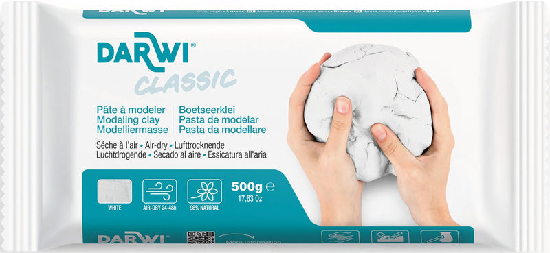 Aan de lucht drogende boetseerklei darwi "Classic" 500g Pack - Kleur: Wit
