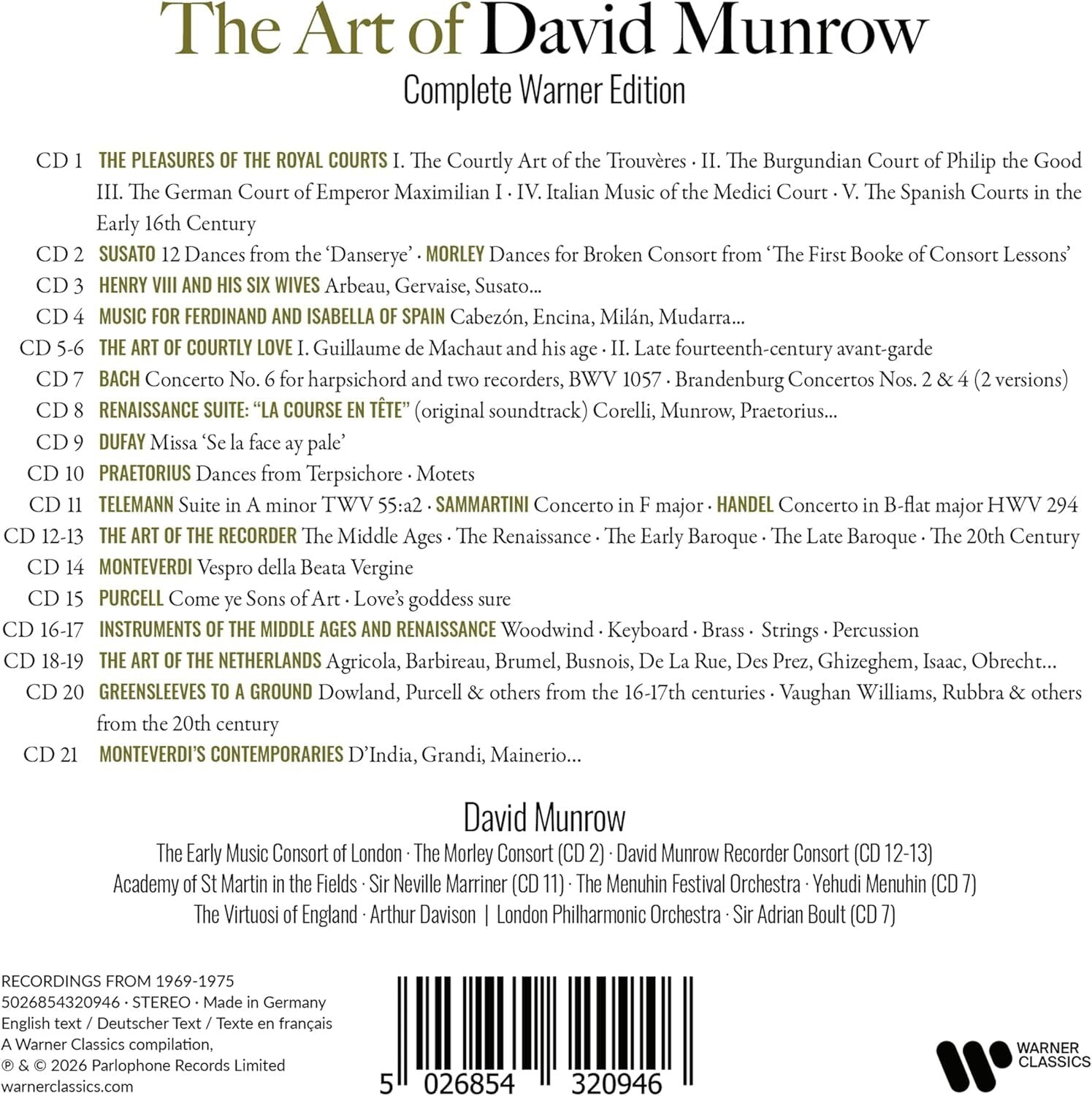The Art of David Munrow: Complete Warner Edition