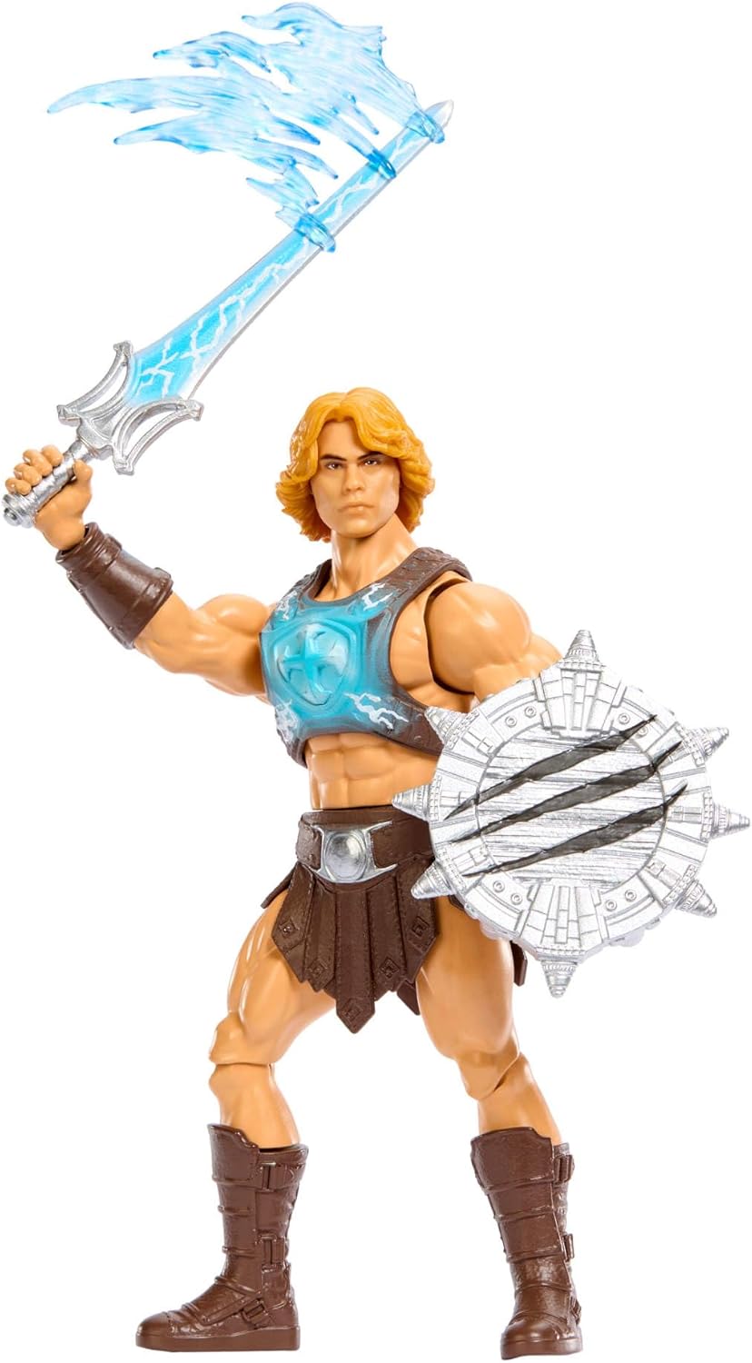 Masters of the Universe - He-Man con colpo di Spada del Potere, action figure con movimento di rotazione e rilascio ispirata all'eroe nel film MOTU 2026, 6+ anni, JKJ02