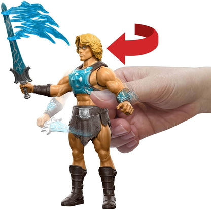 Masters of the Universe - He-Man con colpo di Spada del Potere, action figure con movimento di rotazione e rilascio ispirata all'eroe nel film MOTU 2026, 6+ anni, JKJ02