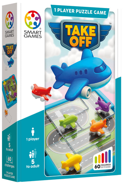 SmartGames - Take Off, Puzzlespiel für 1 Spieler mit 60 Herausforderungen, ab 5 Jahren