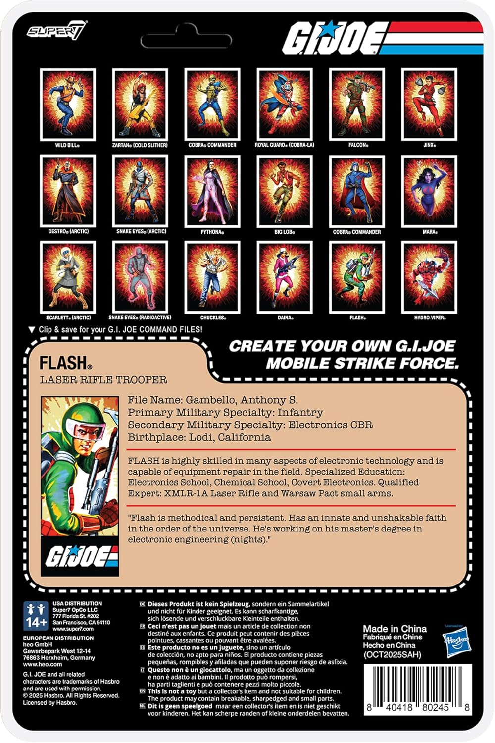 Super7 Reaction+ G.I. Joe Flash (Comic) – Figurine G.I. Joe avec Accessoires – Objets de Collection Classiques et Jouets rétro de 10,2 cm