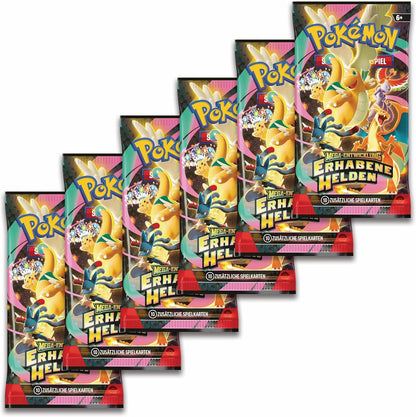 Pokémon-Sammelkartenspiel: Boosterbundle Mega-Entwicklung – Erhabene Helden (6 Boosterpacks
