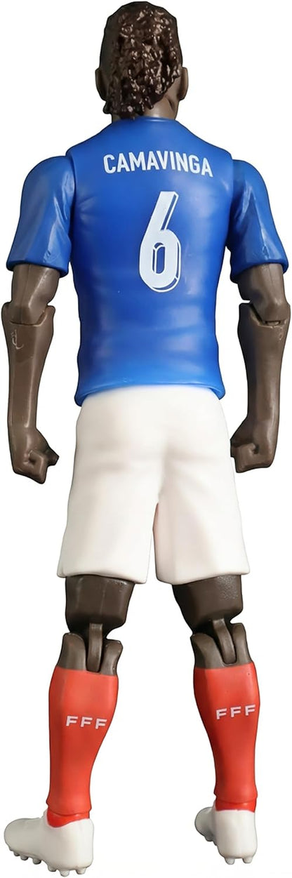 Megableu - FFF Camavinga Figure No. 6-20 cm - Large Realistic & Articulated Football Figure with 10 Points - Officially Licensed Product of the French Team - Football Toy with Ball