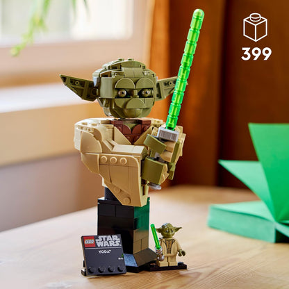 LEGO Star Wars 75438 Yoda Bust - Display Model Kit for Adults w/Green Lightsaber & Collectible Jedi Master Minifigure - DIY Shelf or Room Decor - Gift Idea for Attack of the Clones Fans