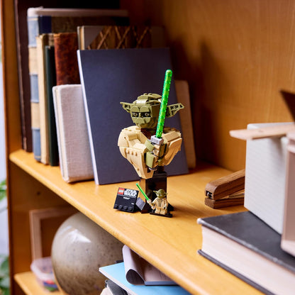 LEGO Star Wars 75438 Yoda Bust - Display Model Kit for Adults w/Green Lightsaber & Collectible Jedi Master Minifigure - DIY Shelf or Room Decor - Gift Idea for Attack of the Clones Fans