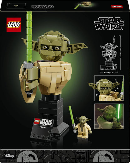 LEGO Star Wars 75438 Yoda Bust - Display Model Kit for Adults w/Green Lightsaber & Collectible Jedi Master Minifigure - DIY Shelf or Room Decor - Gift Idea for Attack of the Clones Fans