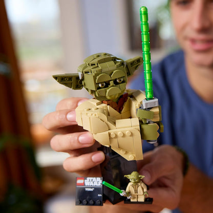 LEGO Star Wars 75438 Yoda Bust - Display Model Kit for Adults w/Green Lightsaber & Collectible Jedi Master Minifigure - DIY Shelf or Room Decor - Gift Idea for Attack of the Clones Fans
