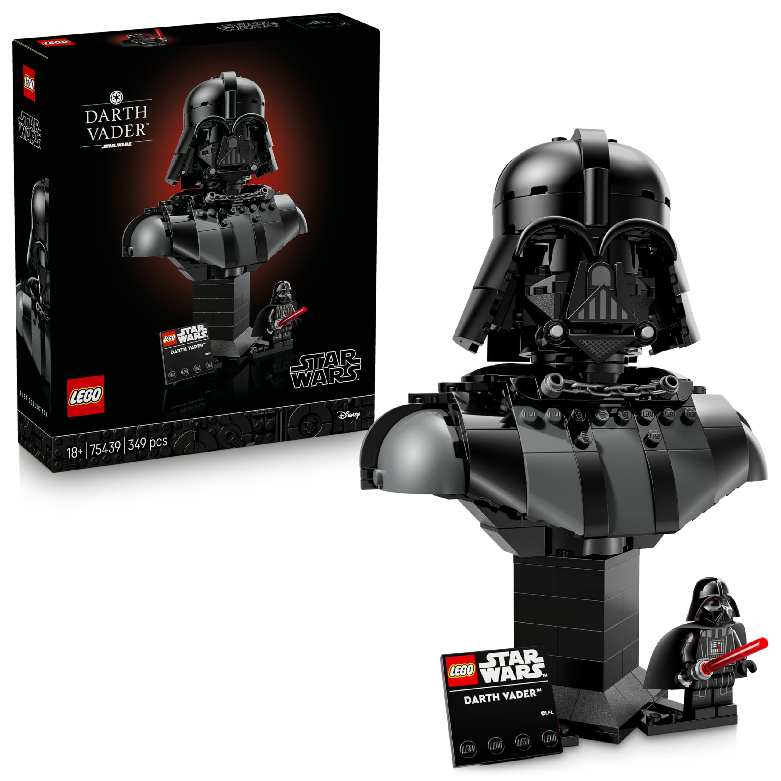 LEGO Star Wars 75439 Darth Vader Buste - Bouwpakket voor Volwassenen Incl. Verzamelbare Sith Minifiguur met Rood Lichtzwaard - Woondecoratie - Cadeau voor A New Hope Fans