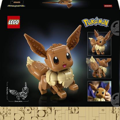 LEGO Pokémon Eevee Figure - Building Set for Adults - Anime Model Kit w/Posable Limbs, Ears & Tail - DIY Room or Desk Decor - Collectible Gaming Gift Idea - 72151