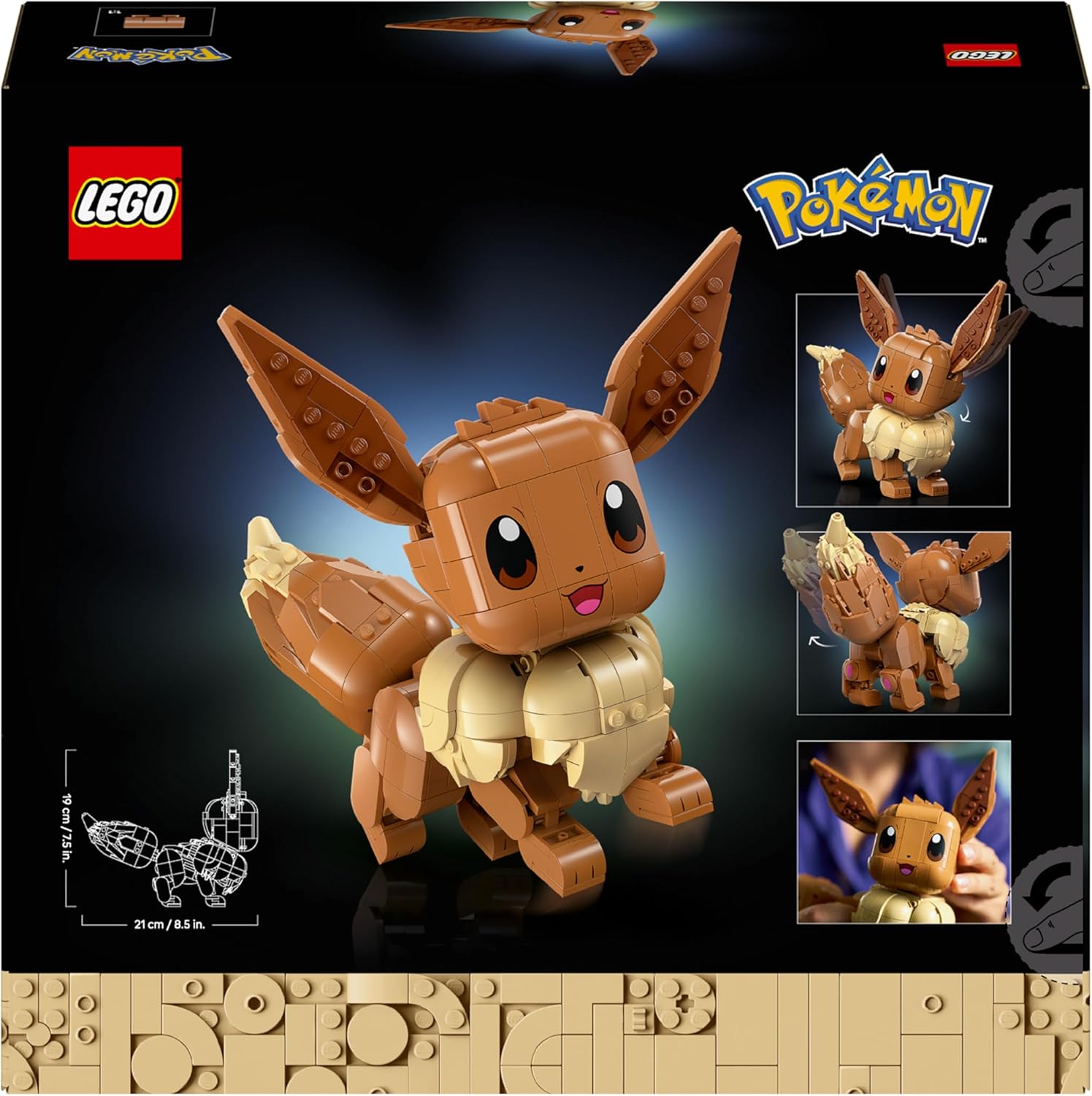 LEGO Pokémon Eevee Figure - Building Set for Adults - Anime Model Kit w/Posable Limbs, Ears & Tail - DIY Room or Desk Decor - Collectible Gaming Gift Idea - 72151