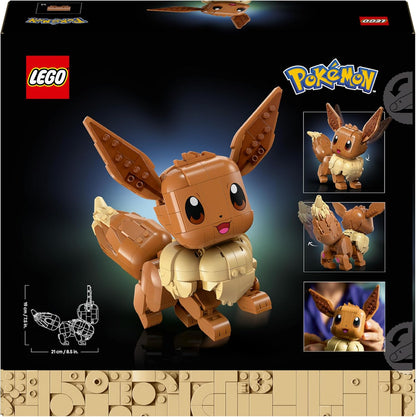 LEGO Pokémon Eevee Figure - Building Set for Adults - Anime Model Kit w/Posable Limbs, Ears & Tail - DIY Room or Desk Decor - Collectible Gaming Gift Idea - 72151