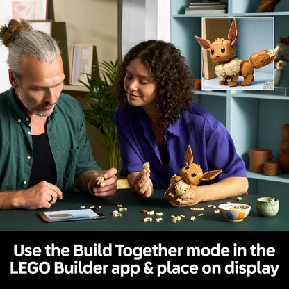 LEGO Pokémon Eevee Figure - Building Set for Adults - Anime Model Kit w/Posable Limbs, Ears & Tail - DIY Room or Desk Decor - Collectible Gaming Gift Idea - 72151