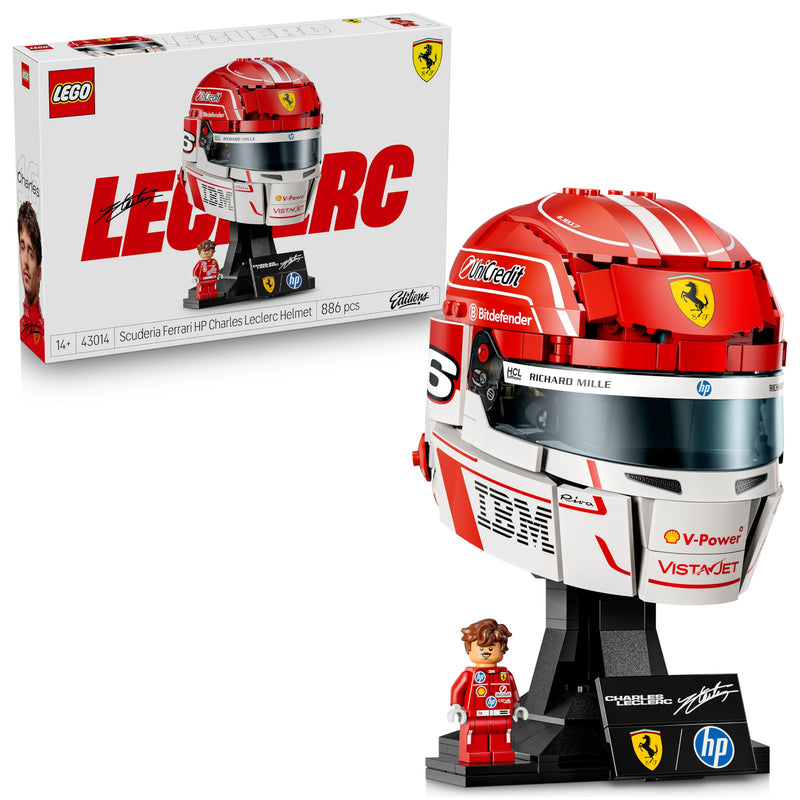 LEGO Editions Scuderia Ferrari HP Helm van Charles Leclerc – F1 Auto Bouwpakket voor Kinderen met Verzamelbare Minifiguur – Displaymodel – Decoratie – Cadeau voor Jongens, Meisjes en Fans 43014