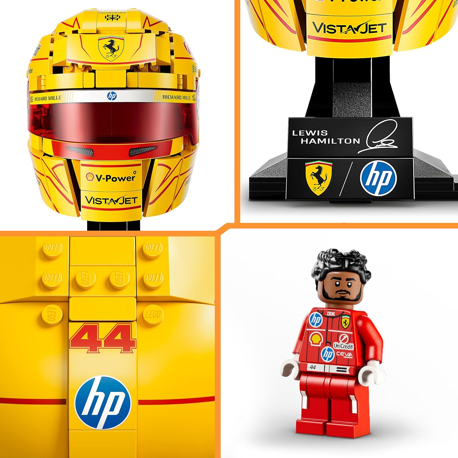 LEGO Editions Scuderia Ferrari HP Helm van Lewis Hamilton – F1 Auto Bouwpakket voor Kinderen met Verzamelbare Minifiguur – Displaymodel – Decoratie – Cadeau voor Jongens, Meisjes en Fans 43022